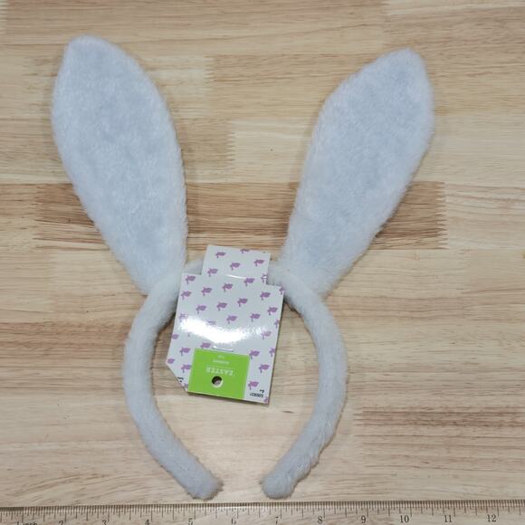 Easter Costume Cosplay Rabbit Bunny Ears Headband Blue White Plaid Wired - Picture 7 of 9